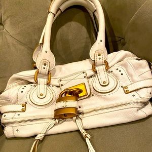 Authentic white Chloe white handbag with heavy gold hardware.